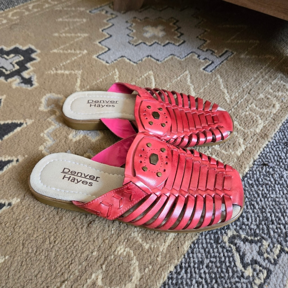 Y2K Vintage Leather Woven Boho Mule